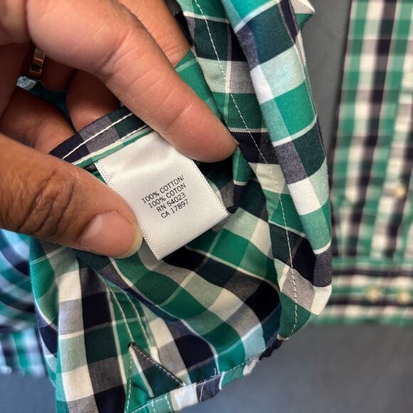 Banana Republic Plaid Shirt Button Non Iron Slim Fit Dress Mens Medium Preppy - Picture 4 of 11